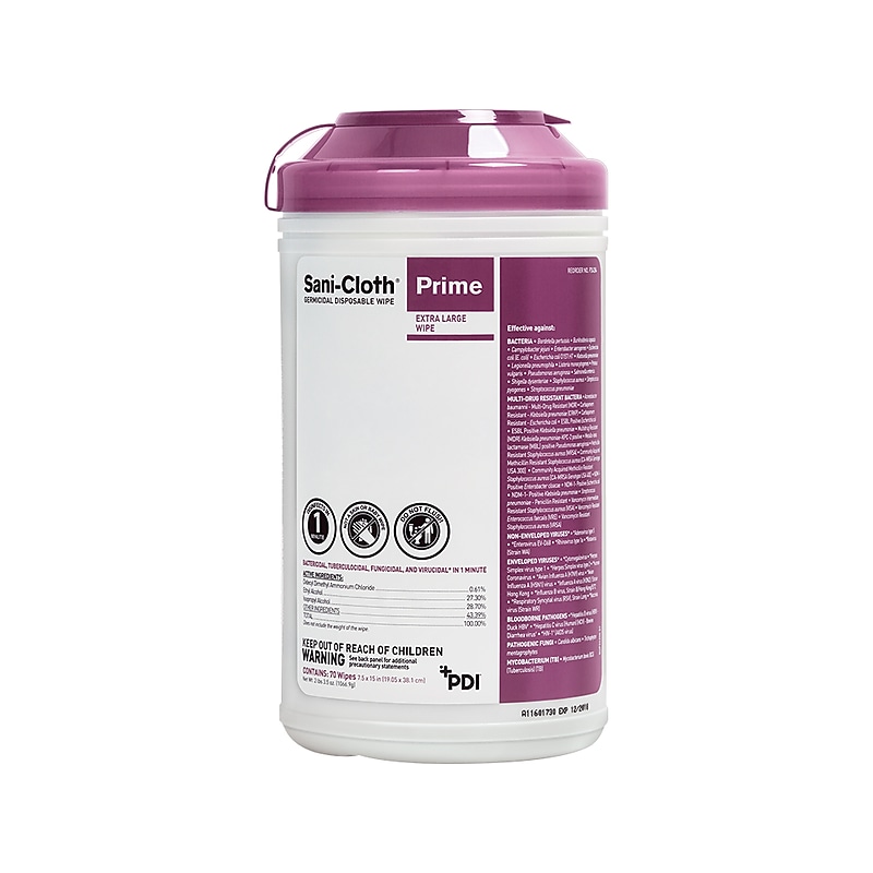 Sani-Cloth Prime Disinfecting Wipes, 70/Canister, 6 Canisters/Carton (P24284CT) image 1