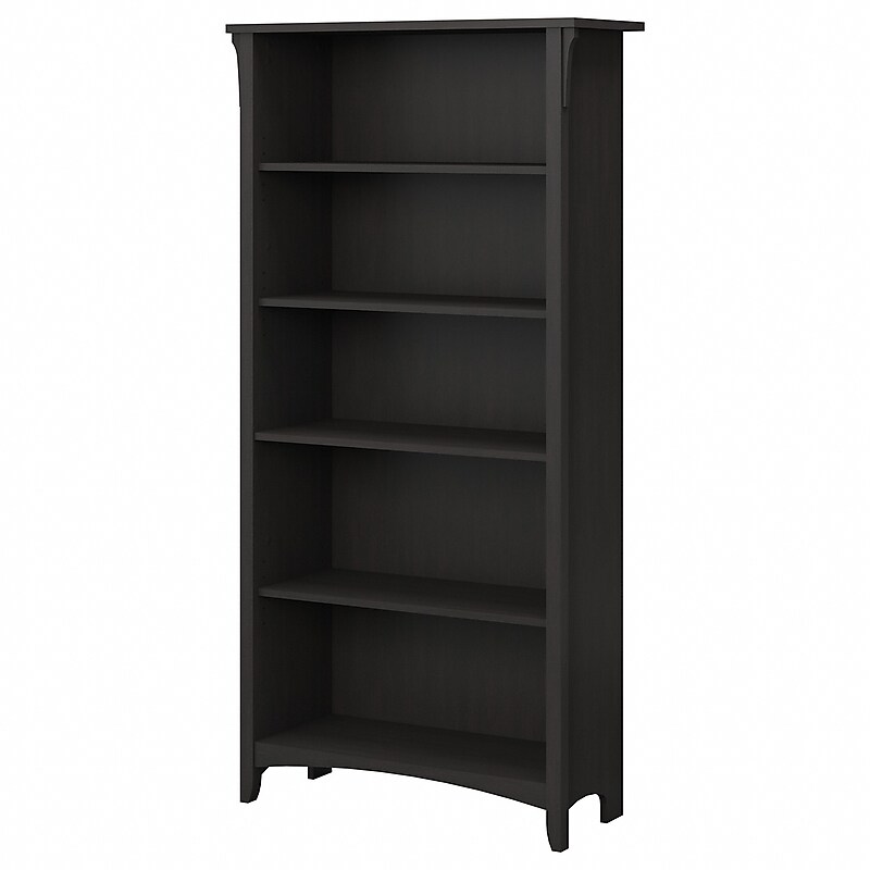 Bush Furniture Salinas 63"H 5-Shelf Bookcase with Adjustable Shelves, Vintage Black Laminated Wood (SAB132VB-03) image 1