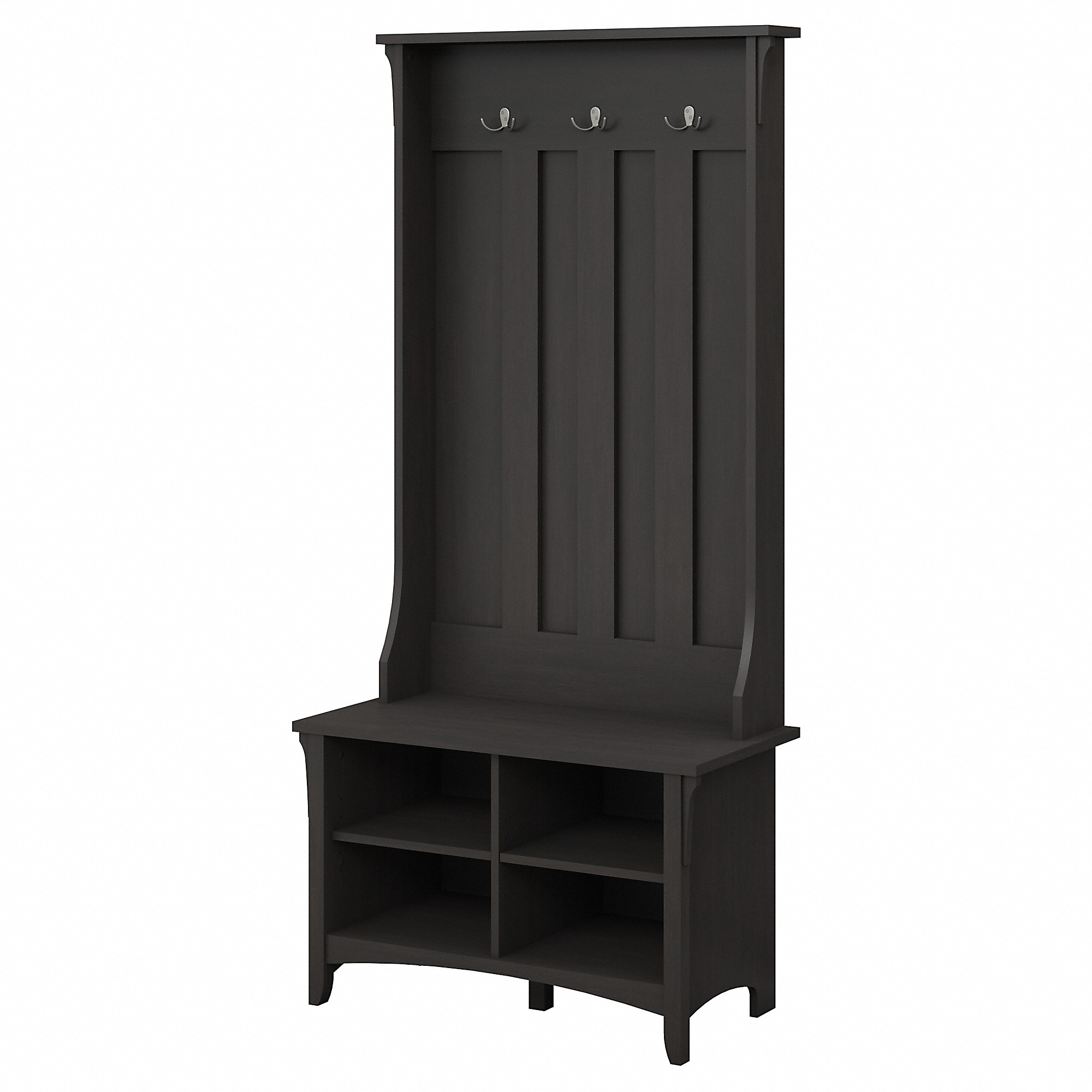 Bush Furniture Salinas Hall Tree with Storage Bench, Vintage Black (SAL001VB) Sansujyuku sansujyuku.com