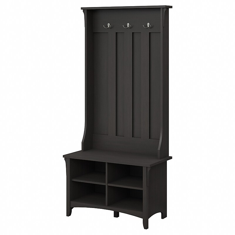 Bush Furniture Salinas Hall Tree with Storage Bench, Vintage Black (SAL001VB) image 1