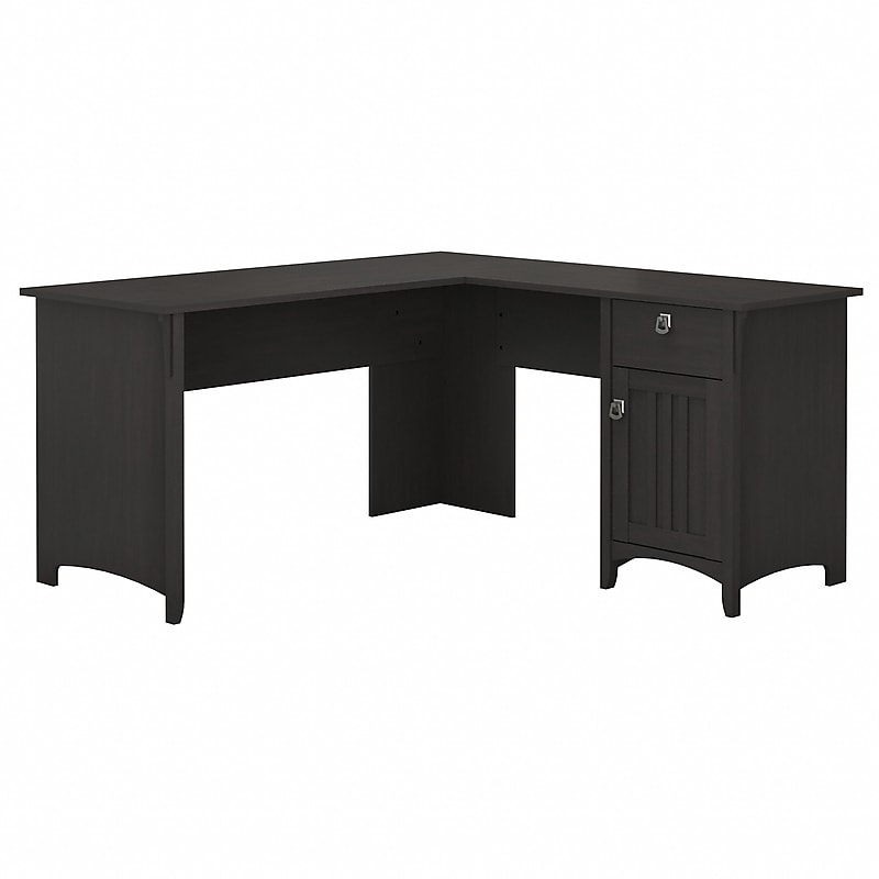 Bush Furniture Salinas 60"W L Shaped Desk with Storage, Vintage Black (SAD160VB-03) image 1