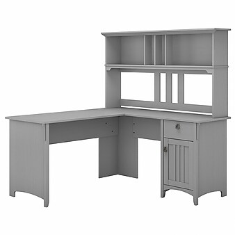 Bush Furniture Salinas 60"W x 60"D L-Shaped Desk with Hutch, Cape Cod Gray (SAL004CG)