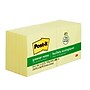 Post-it Greener Recycled Notes, 3" x 3", Canary Collection, 100 Sheet/Pad, 12 Pads/Pack (654-RP-YW)~#|#~sp164714341_sc7