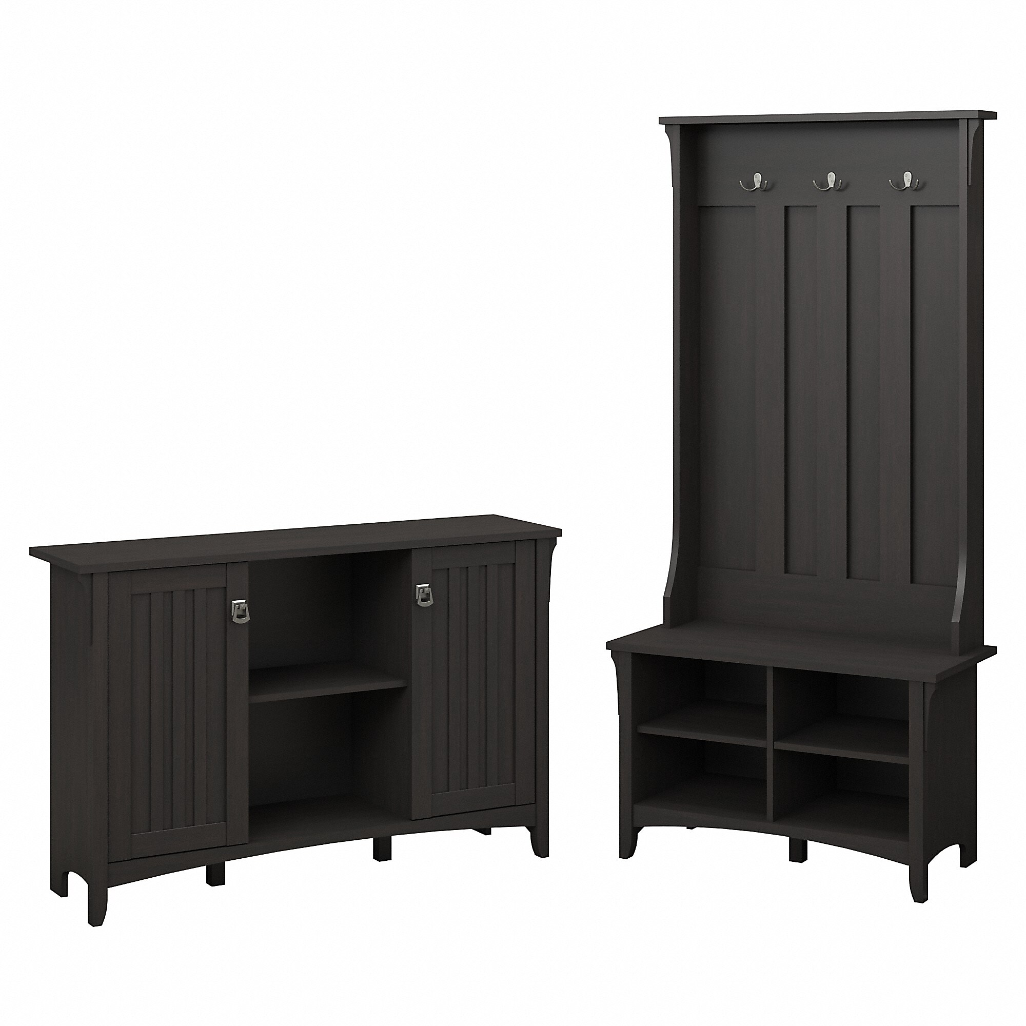 Bush Furniture Salinas Entryway Storage Set with Hall Tree, Shoe Bench and Accent Cabinet, Vintage Black (SAL008VB) Sansujyuku sansujyuku.com