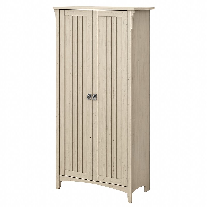 Bush Furniture Salinas 63" Storage Cabinet with 5 Shelves, Antique White (SAS332AW-03) image 1