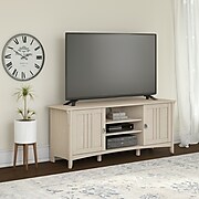 Bush Furniture Salinas TV Stand, Antique White, Screens up to 65" (SAV160AW-03)