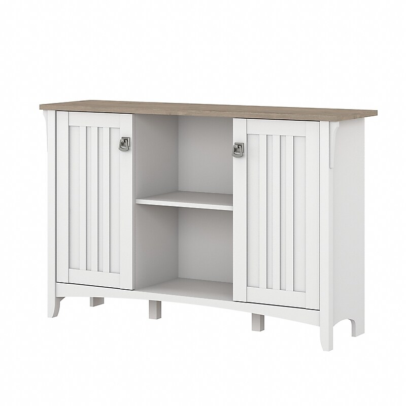 Bush Furniture Salinas 30" Accent Storage Cabinet with 3 Shelves, Shiplap Gray/Pure White (SAS147G2W-03) image 1