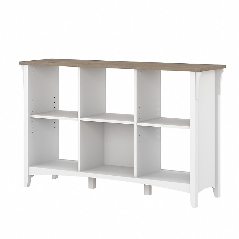 Bush Furniture Salinas 6-Shelf 30"H Cube Bookcase, Shiplap Gray/Pure White (SAB148G2W-03) image 1