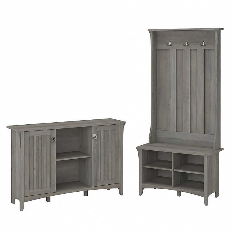 Bush Furniture Salinas 68" Storage Set with Hall Tree, Shoe Bench and Accent Cabinet, 5 Shelves, Driftwood Gray (SAL008DG) image 1