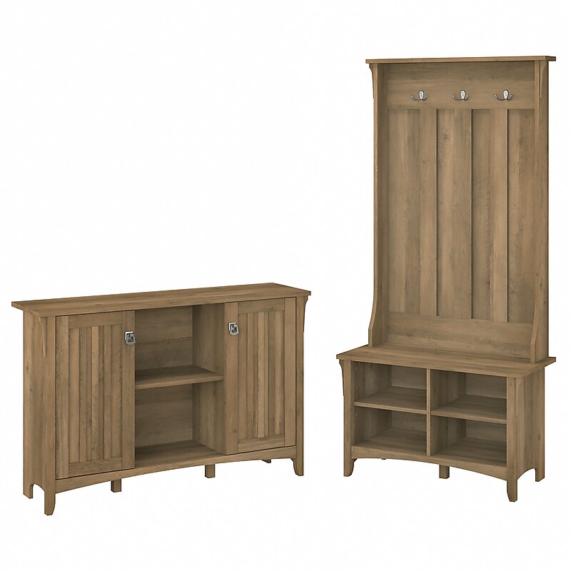 Bush Furniture Salinas 68" Storage Set with Hall Tree, Shoe Bench, Accent Cabinet, 5 Shelves, Reclaimed Pine (SAL008RCP) image 1