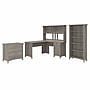 Bush Furniture Salinas 60"W L Shaped Desk with Hutch, Lateral File Cabinet and 5 Shelf Bookcase, Driftwood Gray (SAL007DG)~#|#~sp164752532_sc7