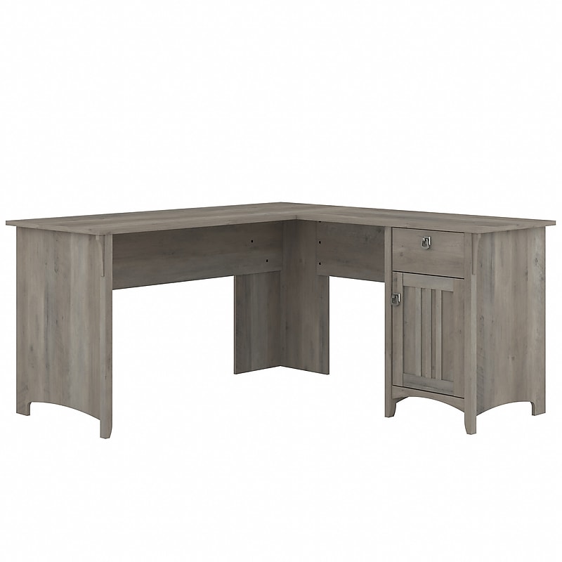Bush Furniture Salinas 60"W L Shaped Desk with Storage, Driftwood Gray (SAD160DG-03) image 1