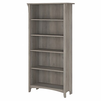 Bush Furniture Salinas 63"H 5-Shelf Bookcase with 3 Adjustable Shelves, Driftwood Gray Laminated Wood (SAB132DG-03)
