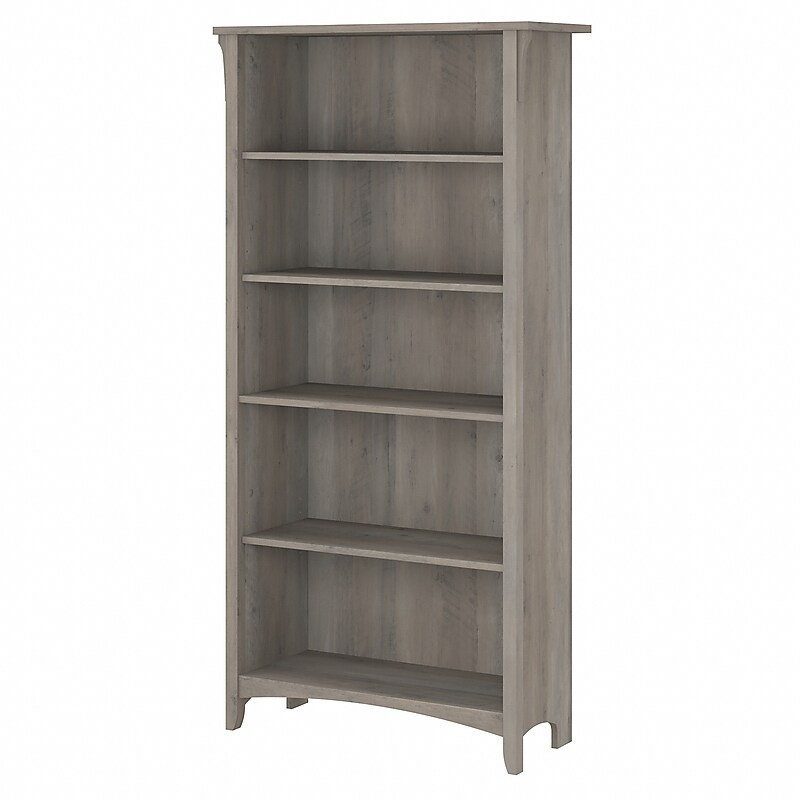 Bush Furniture Salinas 63" 5-Shelf Bookcase with 3 Adjustable Shelves, Driftwood Gray Laminated Wood (SAB132DG-03) image 1