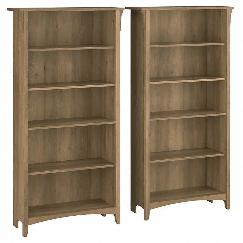 Bush Furniture Salinas 63"H 5-Shelf Tall Bookcase, Reclaimed Pine, 2/Set (SAL036RCP) image 1