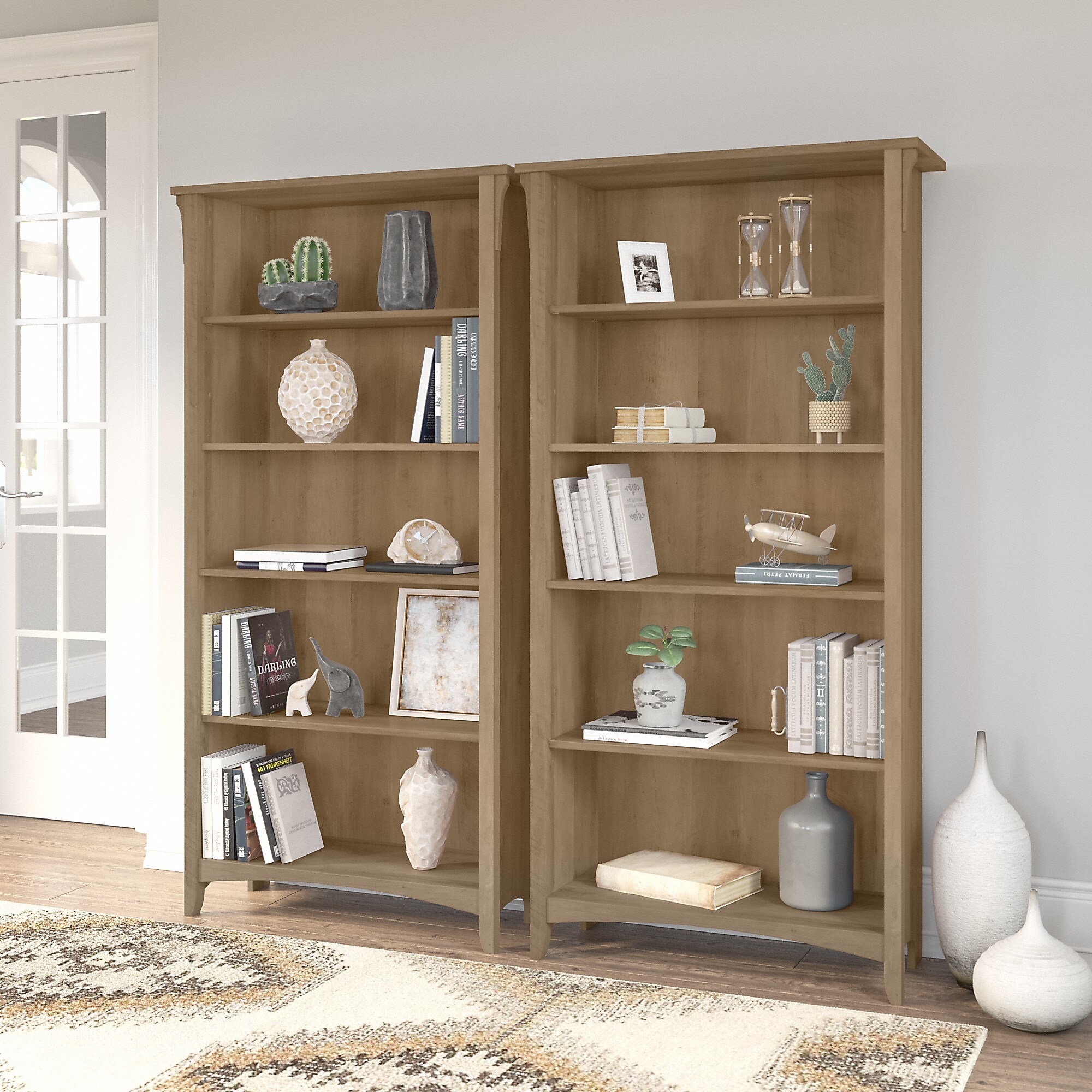 Bush Furniture Salinas 63″H 5-Shelf Tall Bookcase, Reclaimed Pine, 2/Set (SAL036RCP) Sansujyuku sansujyuku.com