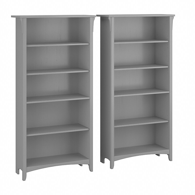 Bush Furniture Salinas 5-Shelf 63"H Tall Bookcase, Cape Cod Gray, 2/Set (SAL036CG) image 1