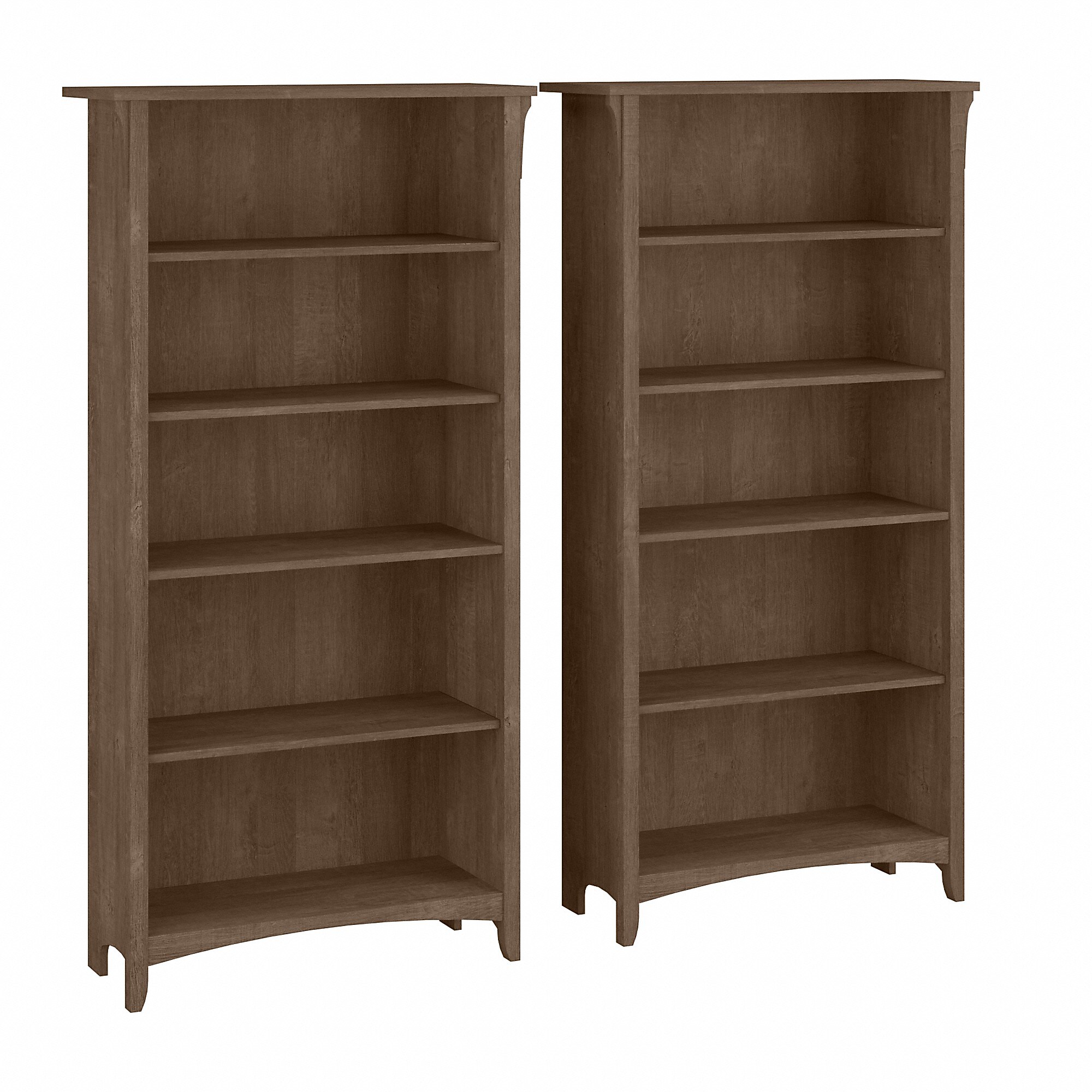 Bush Furniture Salinas 5-Shelf 63″H Tall Bookcase, Ash Brown, 2/Set (SAL036ABR) Sansujyuku sansujyuku.com