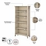 Bush Furniture Salinas 63"H 5-Shelf Tall Bookcase, Antique White, 2/Set (SAL036AW)~#|#~sp164754798_sc7