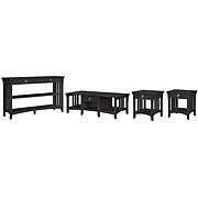 Bush Furniture Salinas 48" x 24" Coffee Table with Console Table and 2 End Tables, Vintage Black (SAL039VB)