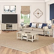 Bush Furniture Salinas TV Stand with Coffee Table and 2 End Tables, Antique White, Screens up to 65" (SAL040AW)