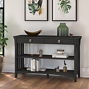 Bush Furniture Salinas 48" x 16" Console Table with Drawers and Shelves, Vintage Black (SAT148VB-03)