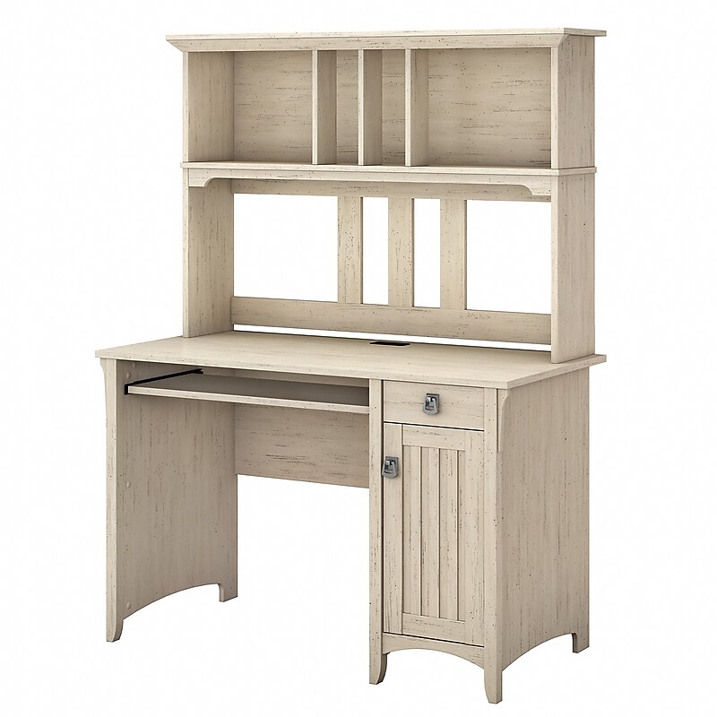 Bush Furniture Salinas 48"W Small Computer Desk with Hutch, Antique White (MY72208-03) image 1