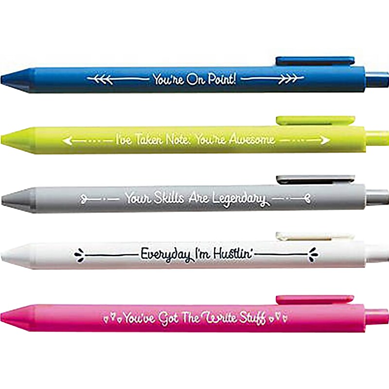 Baudville Thankful Appreciation Retractable Gel Pen, Fine Point, Assorted Ink, 5 Pack (97285) image 1