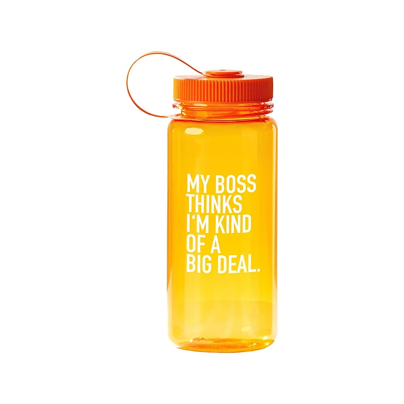 Baudville "My Boss Thinks I'm Kind Of A Big Deal" Plastic Water Bottle, 21 oz., Orange (91579) image 1