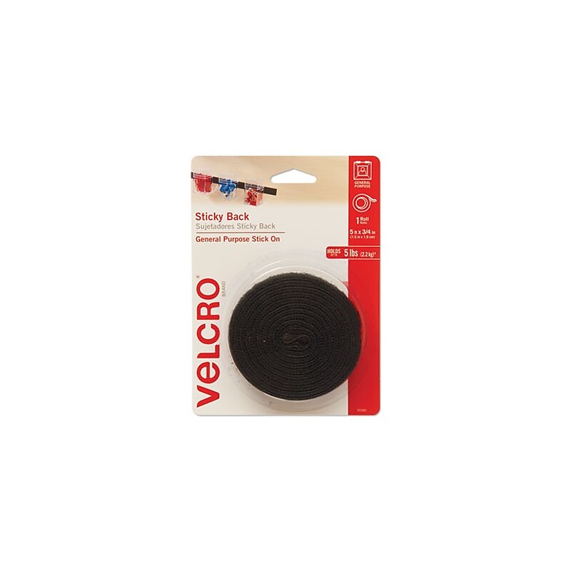 VELCRO® Closure Easy To Use Dispenser Pack, Black (90086) image 1