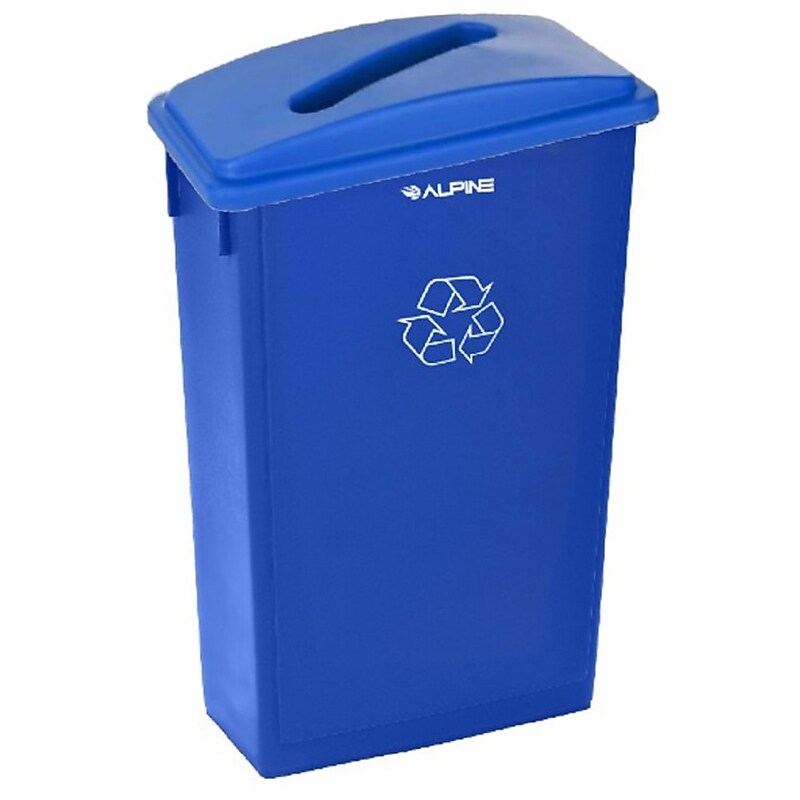 Alpine Industries Polypropylene Recycling Bin, 23 Gallon, Blue (477-R-BLU-PKG3) image 1