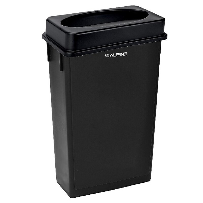 Alpine Industries Trash Can with Two Fold Drop Slot Lid, 23 Gallon, Black (477-BLK-PKG2) image 1