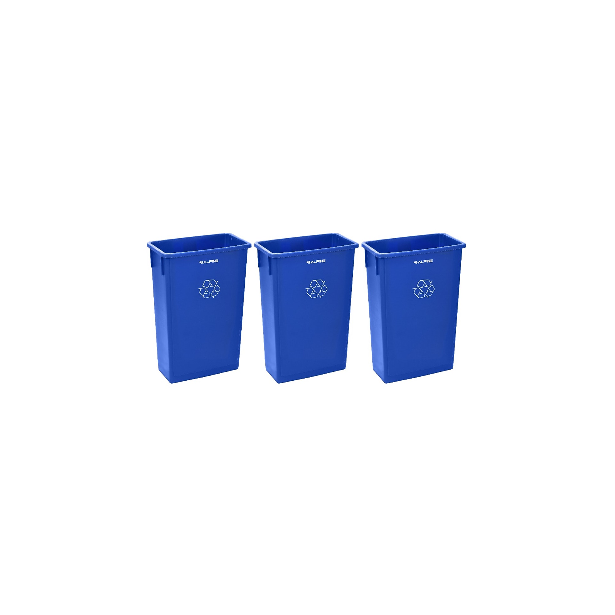 Alpine Industries Polypropylene Recycling Bin, 23 Gallon, Blue, 3/Pack (ALP477-R-BLU-3PK) Sansujyuku sansujyuku.com