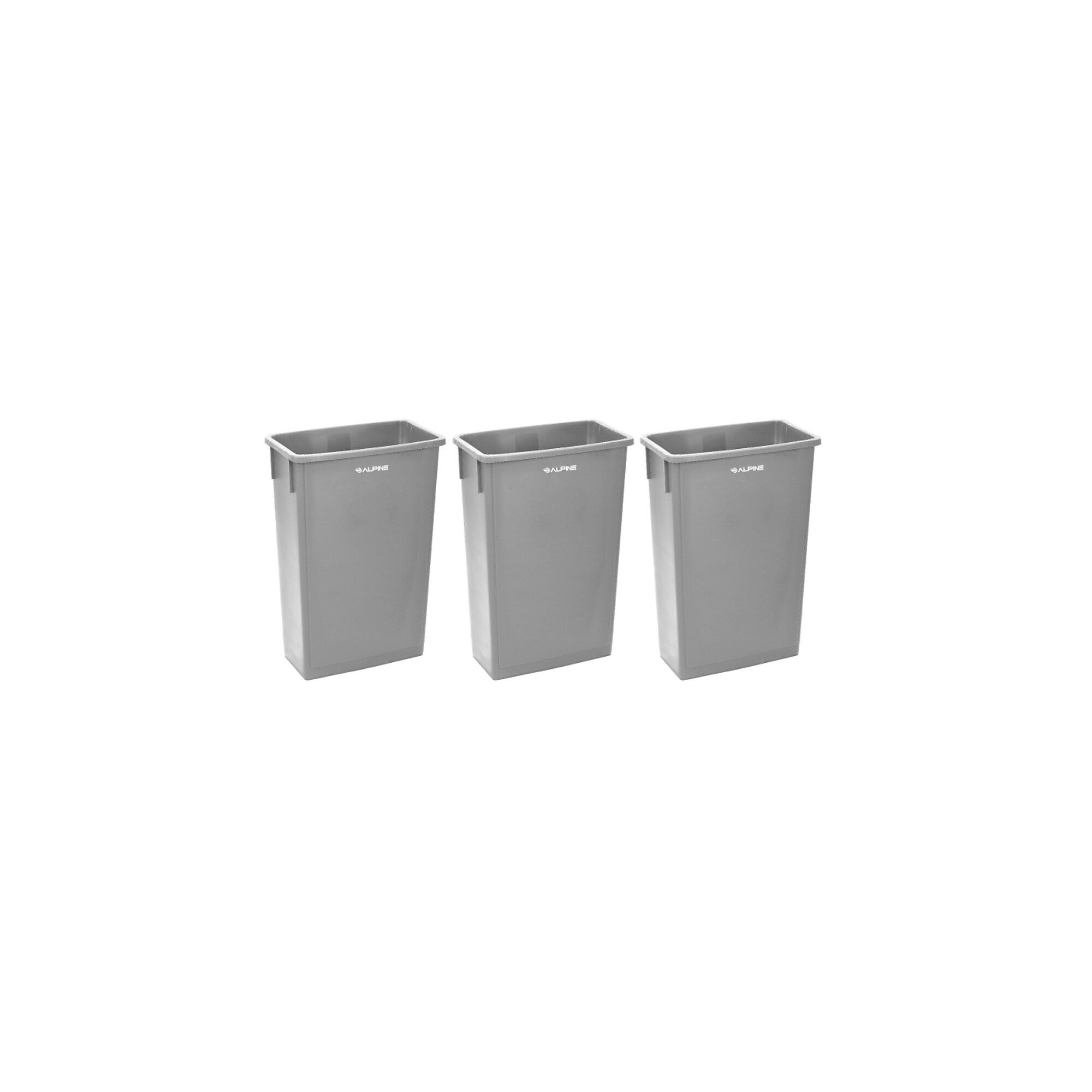 Alpine Industries Plastic Trash Can, 23 Gallon, Gray, 3/Pack (ALP477-GRY-3PK) Sansujyuku sansujyuku.com