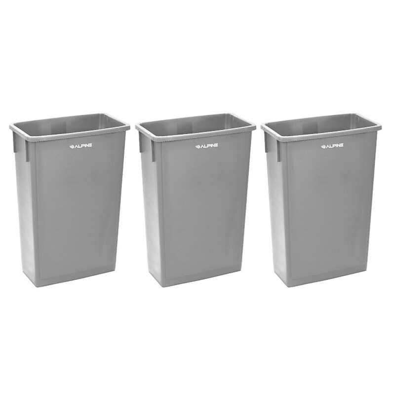 Alpine Industries Polypropylene Trash Can, 23 Gallon, Gray, 3/Pack (ALP477-GRY-3PK) image 1