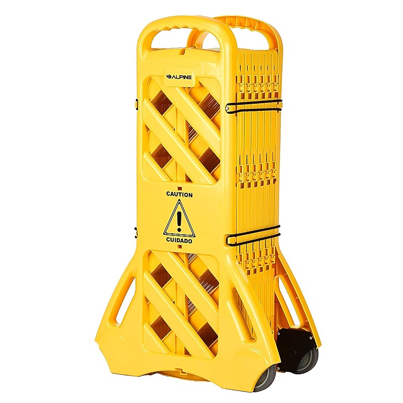 Alpine Industries 13' Plastic Crowd Control Expandable Warning Barrier Safety Barricade Fence, Yellow (499-BAR) image 1