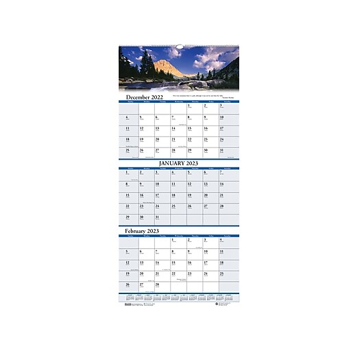 2023 House of Doolittle Earthscapes Scenic 12.25" x 26" Three-Month Wall  Calendar (3638-23) | Staples