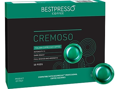 Bestpresso Cremoso Coffee Professional Dark Roast, 50/Box Staples
