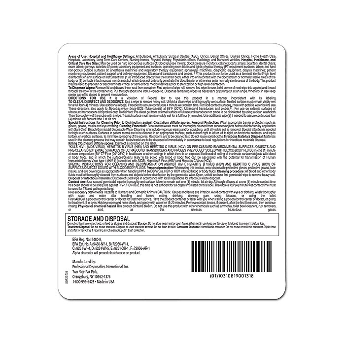 衛生日用品 ki PDI Sani-Cloth Disinfecting Wipes, 65 Wipes/Container (P25784