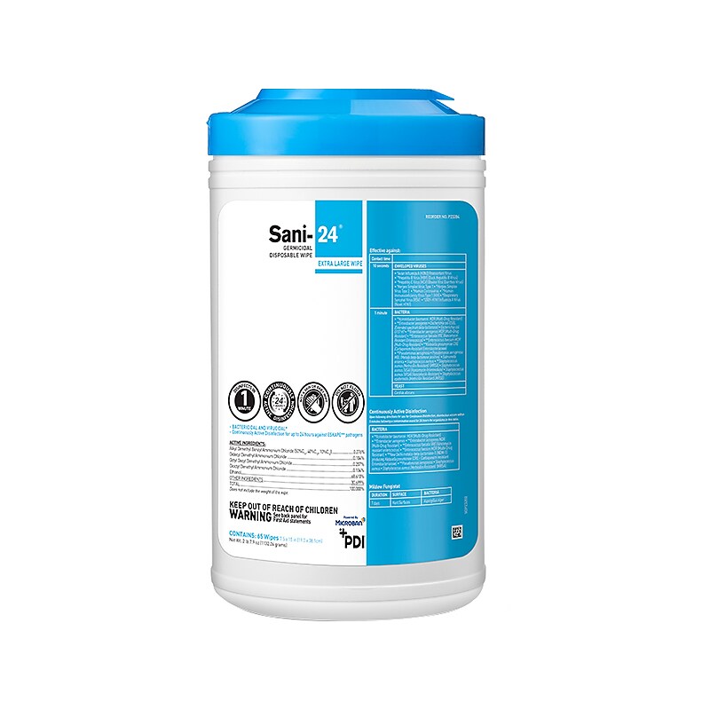 PDI Sani-24 Disinfecting Wipes, 65/Canister, 6 Canisters/Carton (P23284CT) image 1