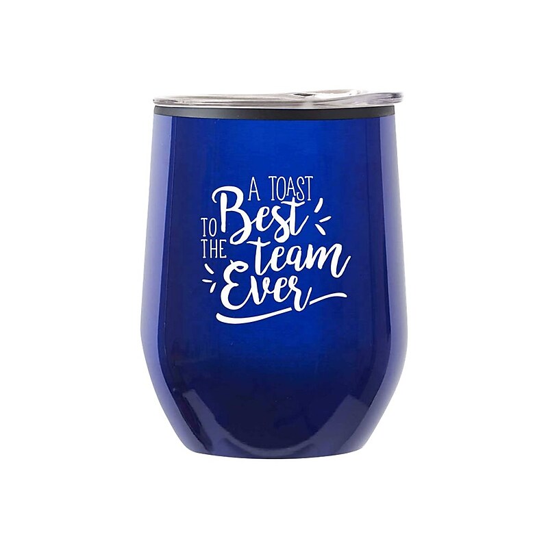Baudville Cheers! Tumbler, Blue Metallic, 12 oz. (79954) image 1