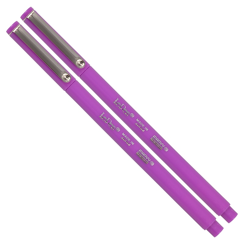 Marvy Uchida Le Pen Felt Pen, Fine Tip, Neon Violet Purple Ink, 2/Pack (76530912A) image 1