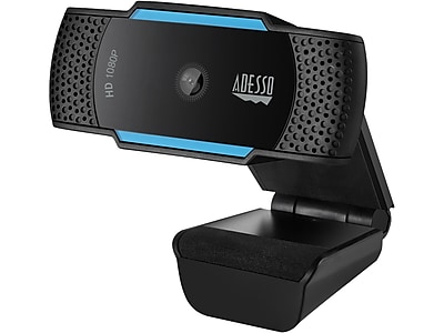Adesso CyberTrack HD 1920x1080 Webcam, 2.1 Megapixels, Black/Blue (CYBERTRACKH5-TAA)