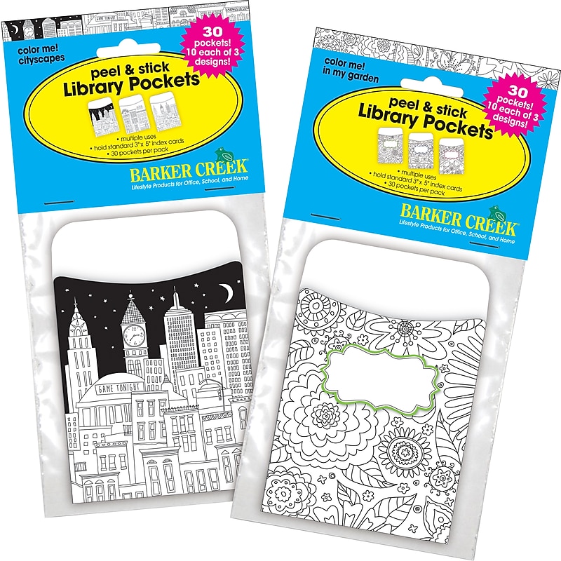 Barker Creek Color Me Library Pockets, 5.125" x 3.5", 60/Set (4138) image 1
