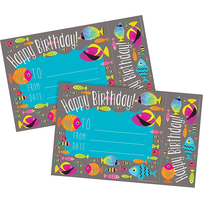 Barker Creek Kai Ola Happy Birthday Awards & Bookmarks Set, 8.5" x 5.5”, Multicolored, 60/Set (4156) image 1