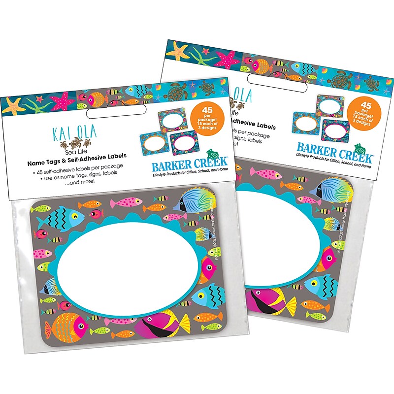 Barker Creek Self-adhesive Kai Ola School Name Tags, 2.75" x 3.5", 90/Set (4312") image 1