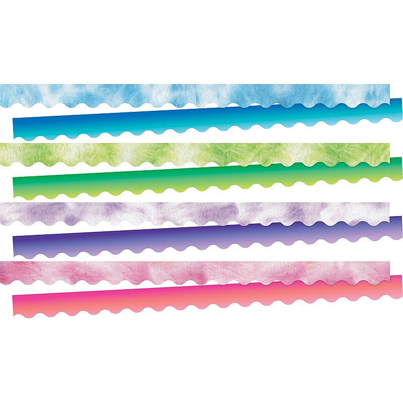 Barker Creek Double-Sided Scalloped Border Set, 36" x 2.25", Tie-Dye and Ombré, 4 designs, 52/Set (4427) image 1