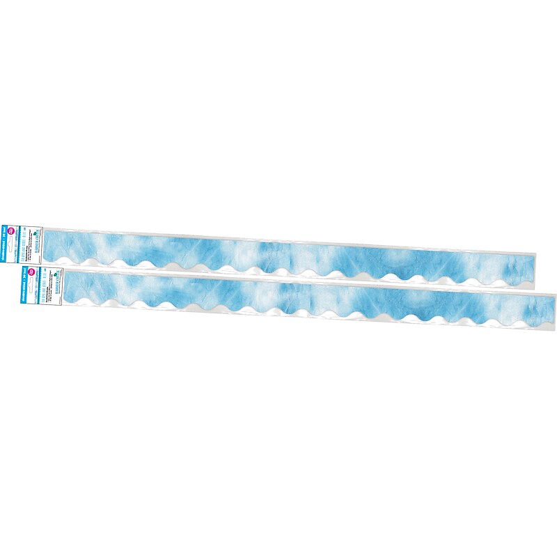 Barker Creek Double-Sided Scalloped Border, 36" x 2.25", Blue Tie-Dye and Ombré, 26/Pack (4329) image 1