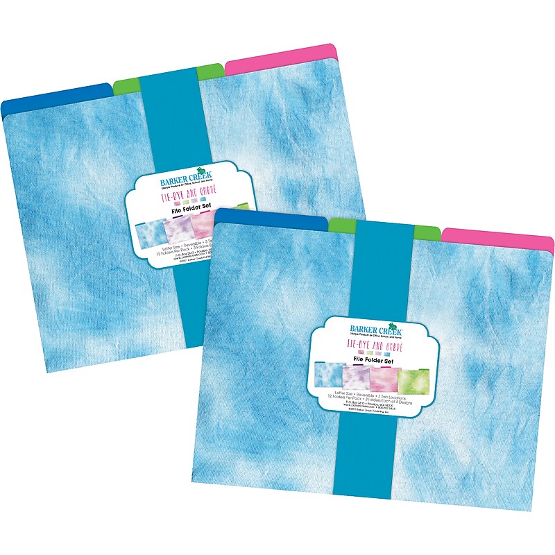 Barker Creek Tie-Dye & Ombré File Folder, 1/3-Cut Tab, Letter Size, Assorted Colors, 24/Set (4325) image 1