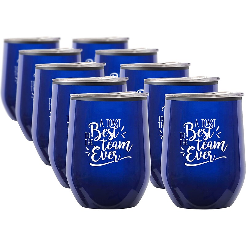 Baudville Cheers! Wine Tumbler, Blue Metallic, 12 oz., 10/Pack (79954A) image 1